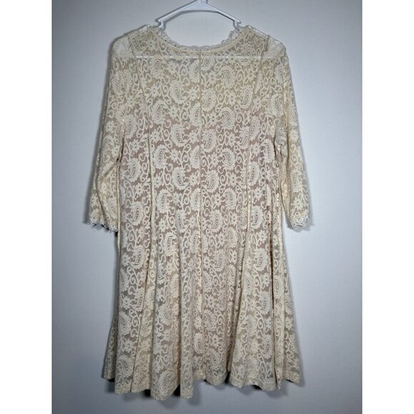 UMGEE Ivory Lace Dress 3/4 Sleeve MEDIUM Bachelorette Ethereal Boho Romantic - Picture 3 of 7